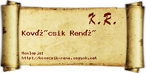 Kovácsik René névjegykártya